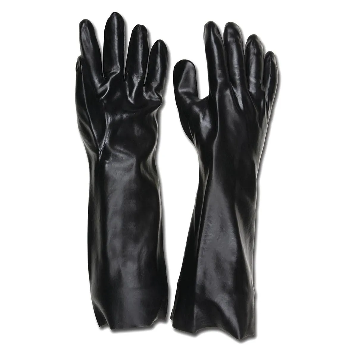 14" Smooth PVC Coated Black Gauntlet Cuff Gloves