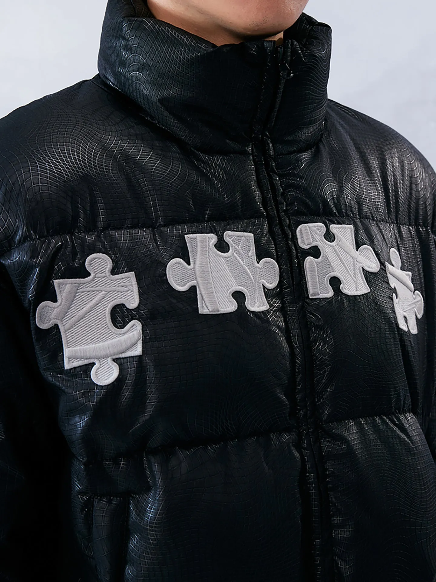 3D Geometric Embroidery Down Jacket