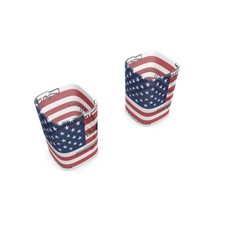 #411 cocknload sq shot glass set/2 usa print