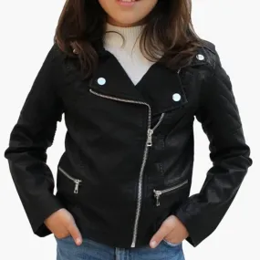 Adorable Quilted Black Leather Kids Jacket