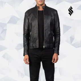 Adornica Black Leather Biker Jacket