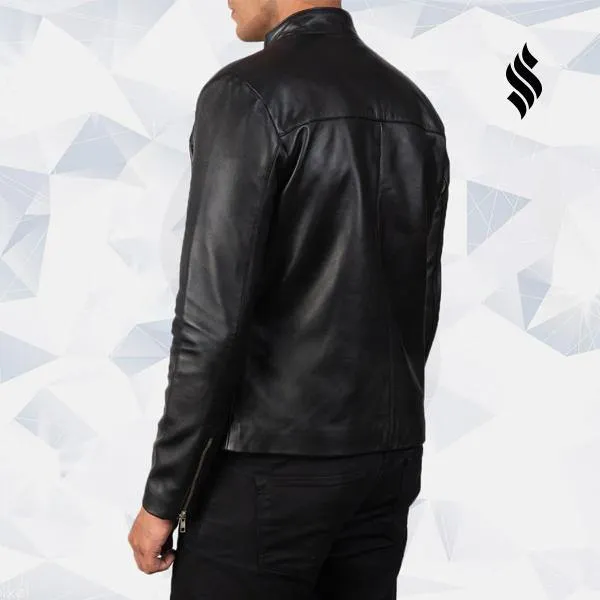 Adornica Black Leather Biker Jacket