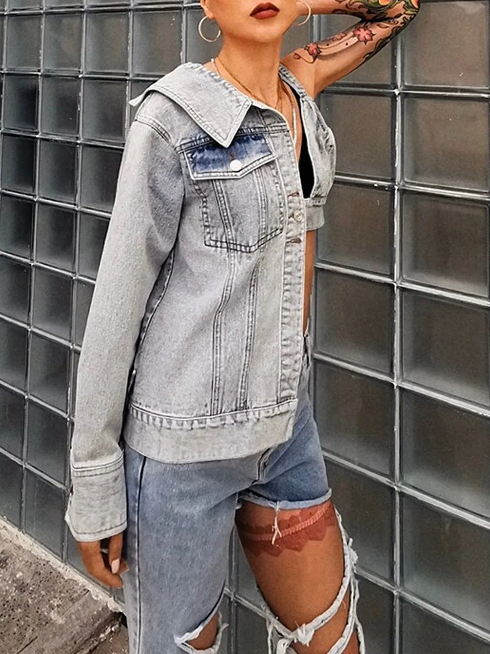 Asymmetrical Denim Jacket