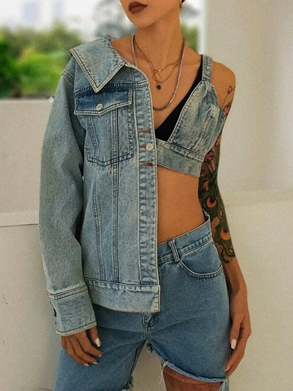 Asymmetrical Denim Jacket