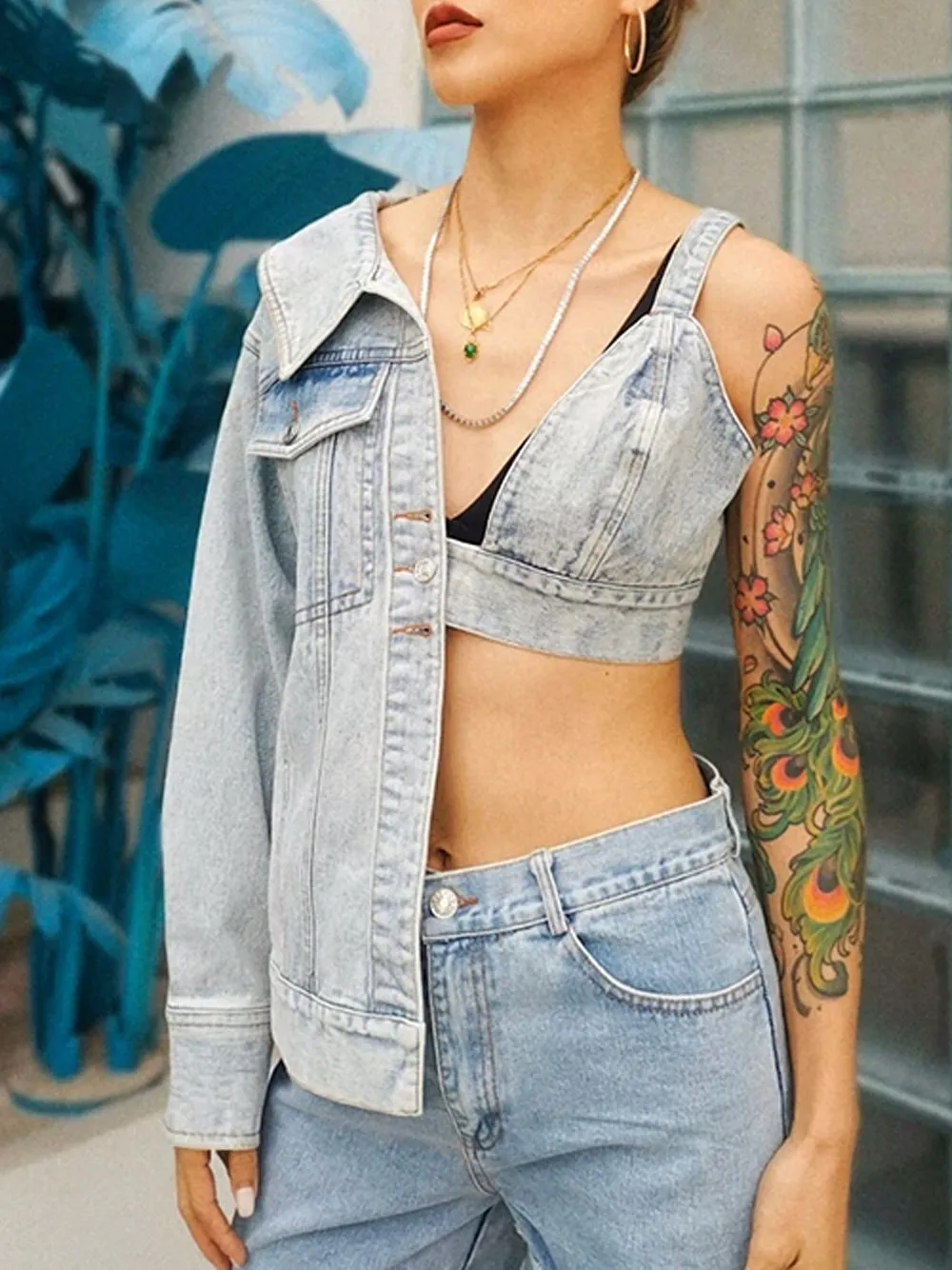 Asymmetrical Denim Jacket