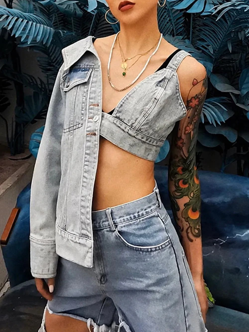 Asymmetrical Denim Jacket