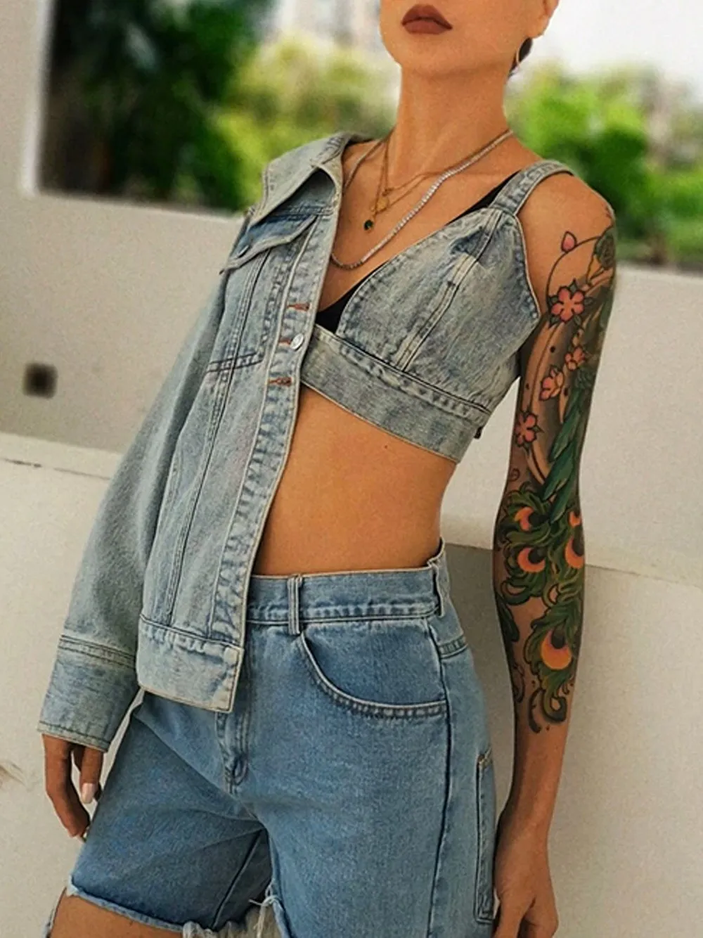 Asymmetrical Denim Jacket