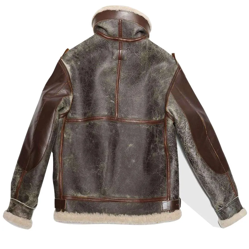 B3 Vintage Distressed Leather Bomber Jacket