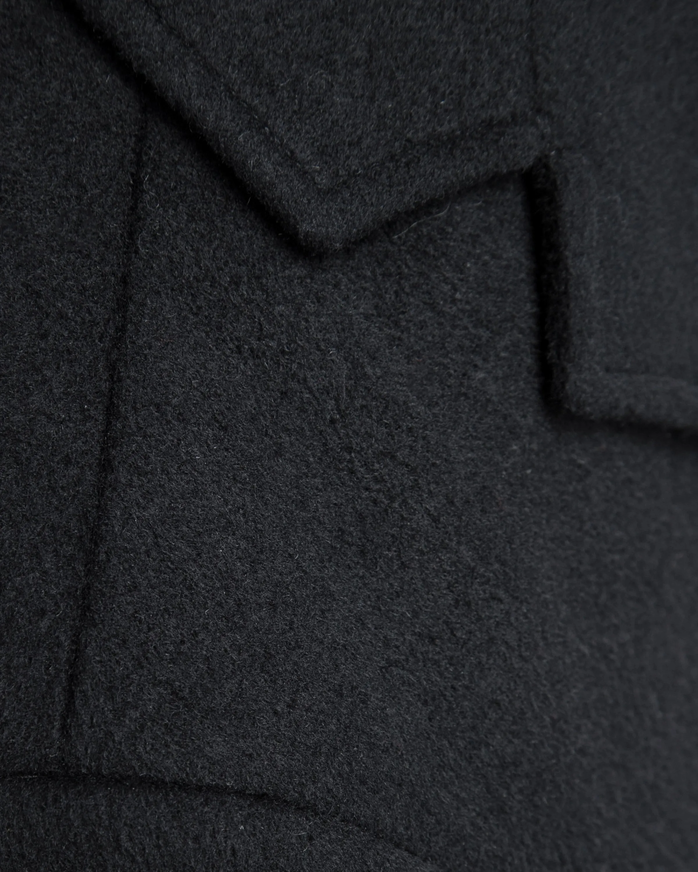 Black Wool Cashmere Long Overcoat