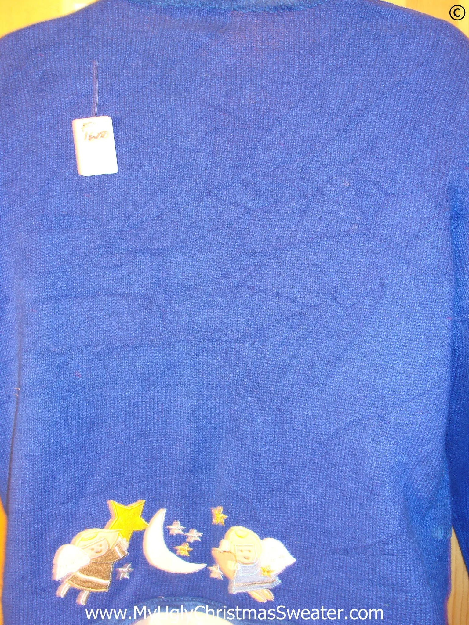 Blue 2sided Cheap Christmas Sweater with Angels