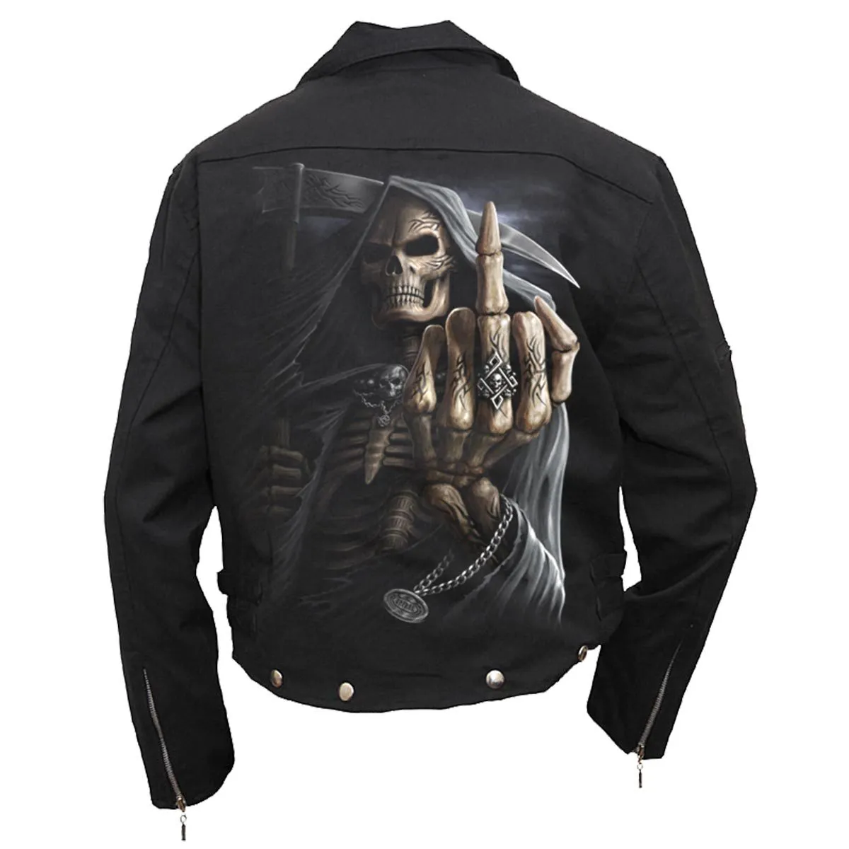 BONE FINGER - Lined Biker Jacket Black