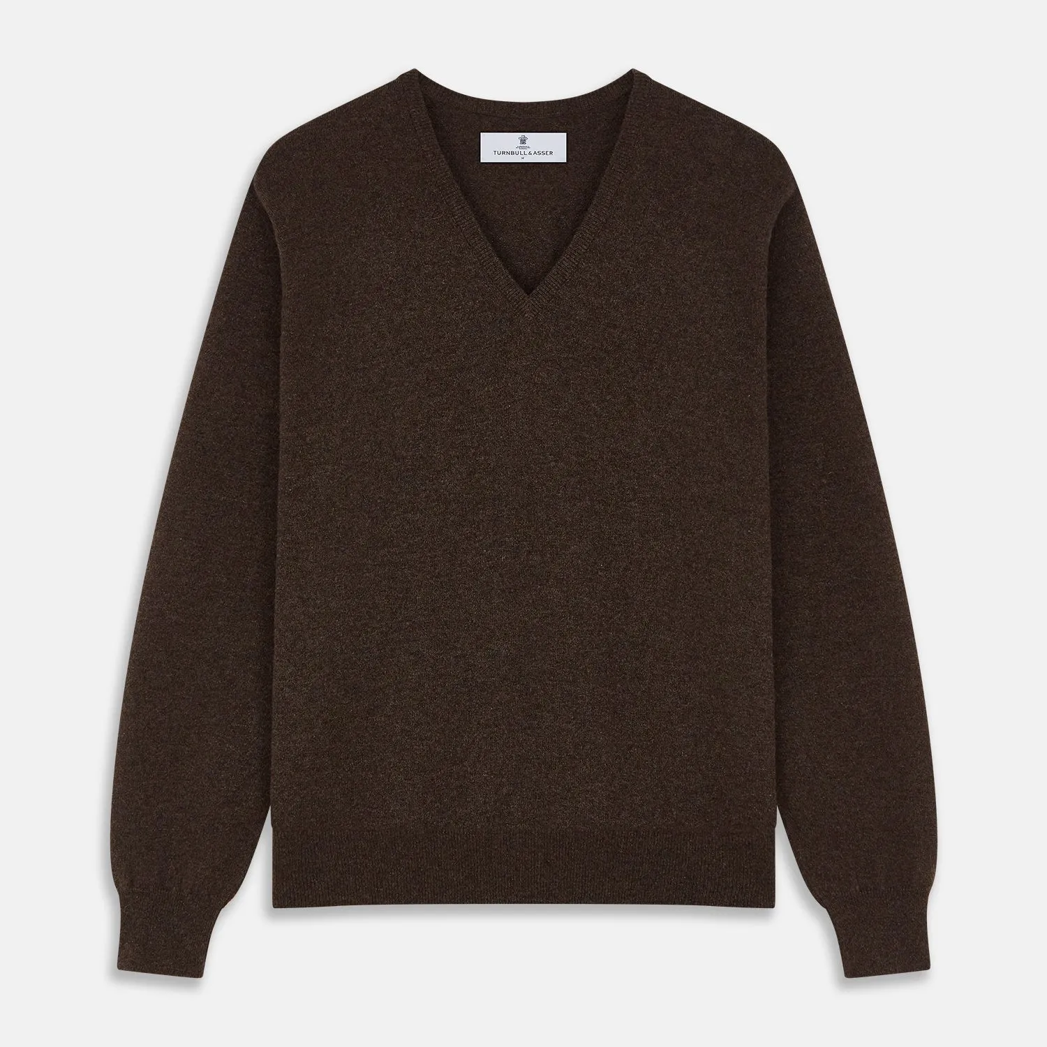 Brown Cashmere V-neck Paden Jumper