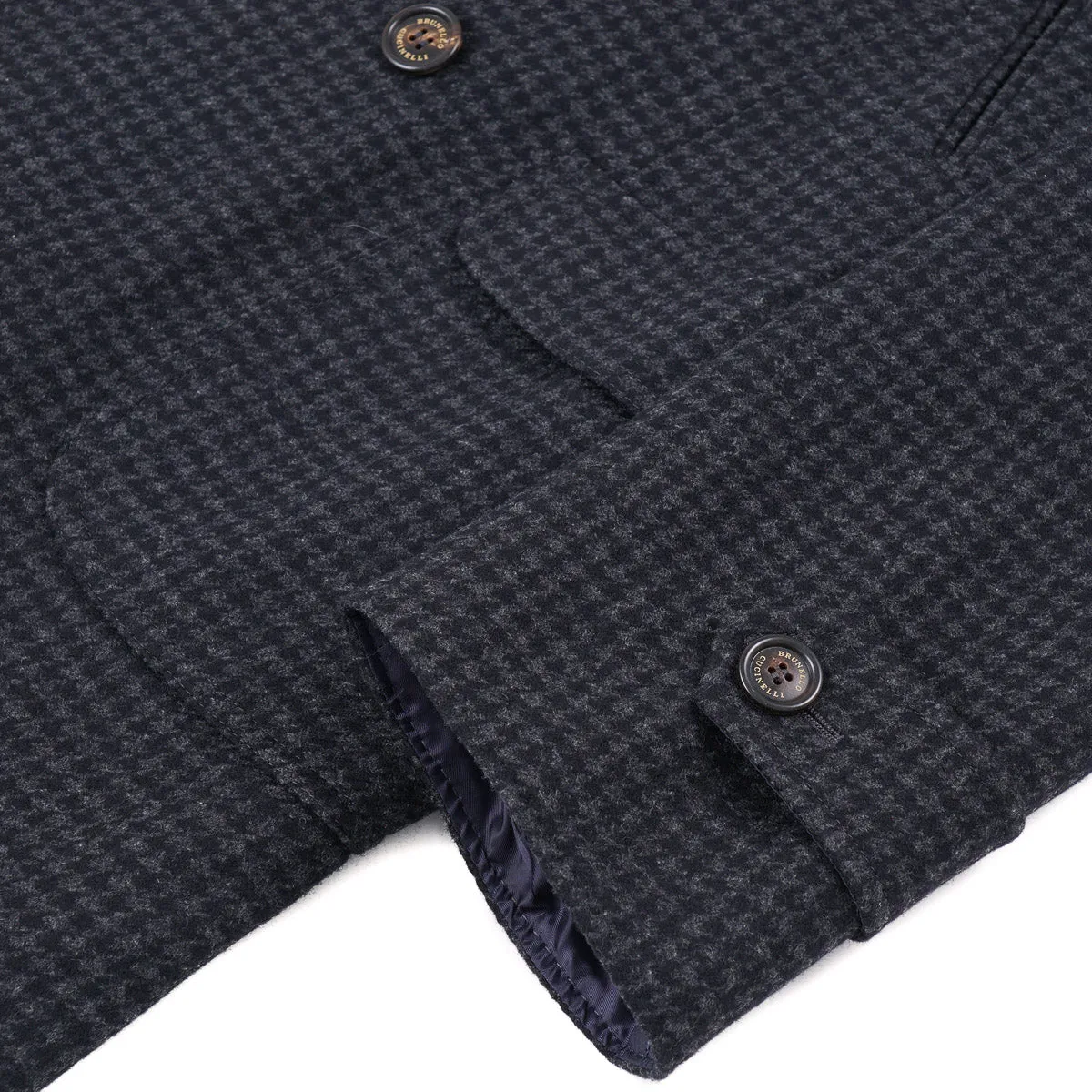 Brunello Cucinelli Houndstooth Wool Overcoat