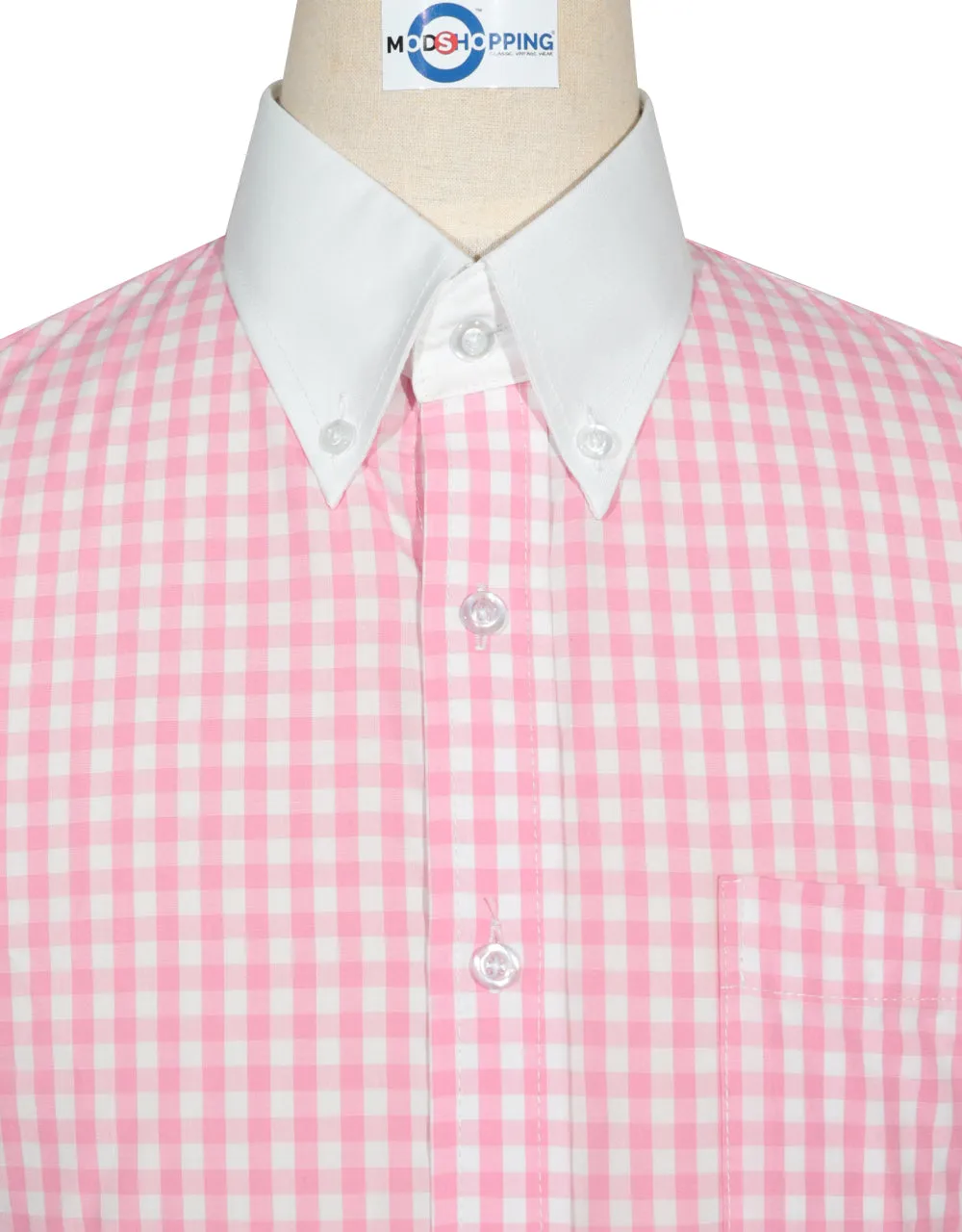 Button Down Shirt -  Pink Gingham Check Shirt