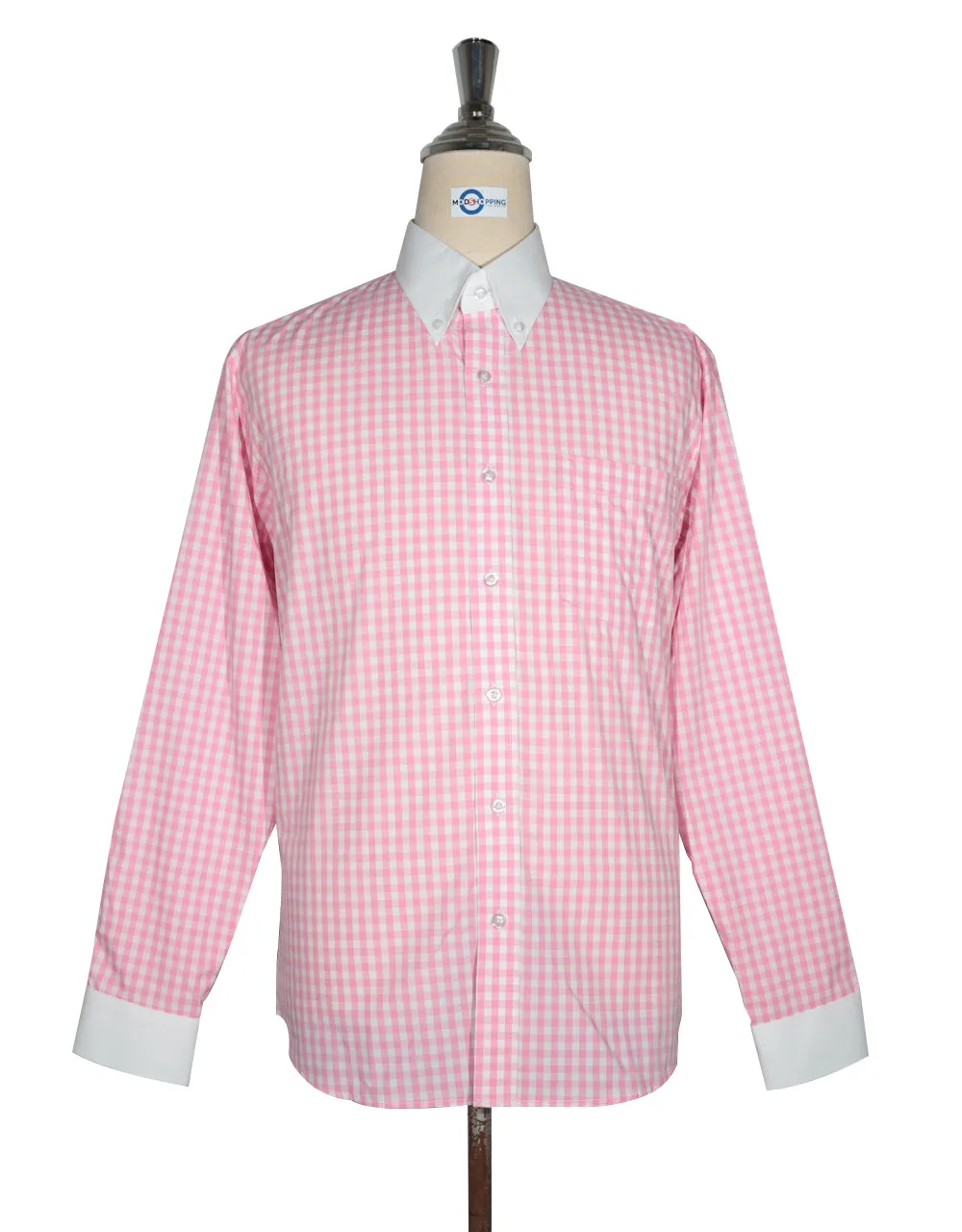 Button Down Shirt -  Pink Gingham Check Shirt