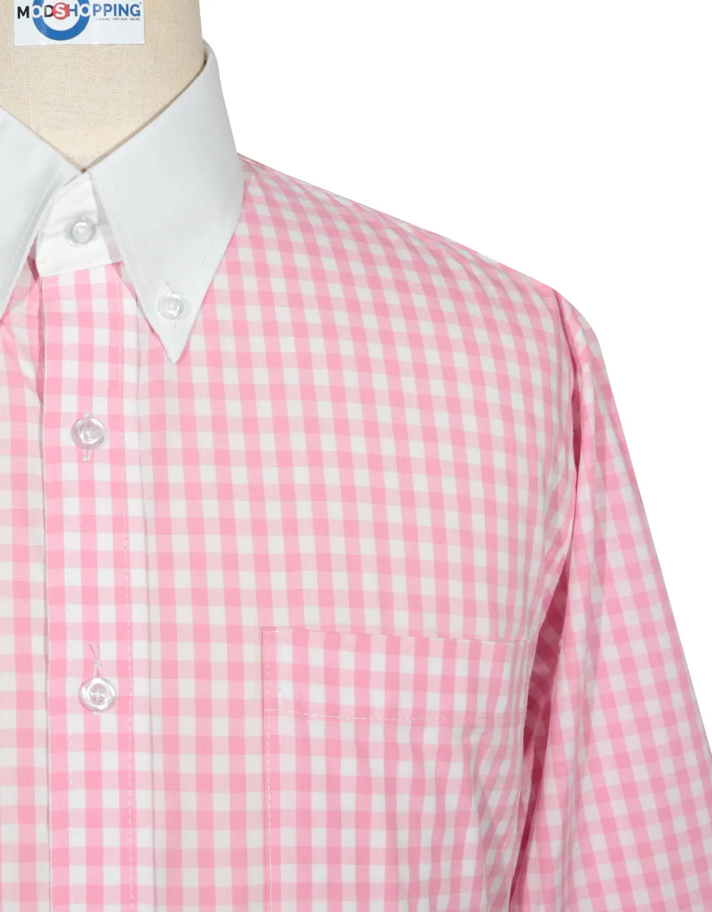 Button Down Shirt -  Pink Gingham Check Shirt