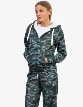 CAMO SHERPA LINED ZIP HOODIE