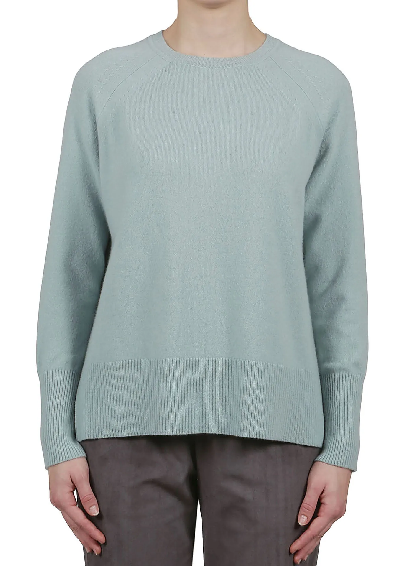 Cashmere Boat Neck Sweater with Raglan Sleeves - Cream