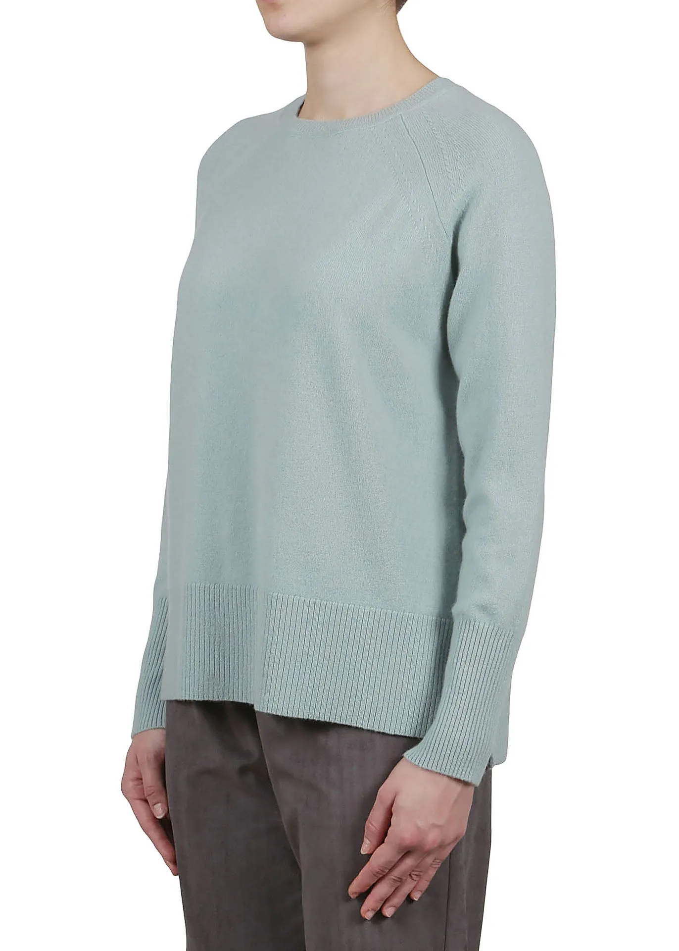 Cashmere Boat Neck Sweater with Raglan Sleeves - Cream