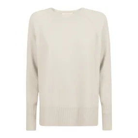 Cashmere Boat Neck Sweater with Raglan Sleeves - Cream