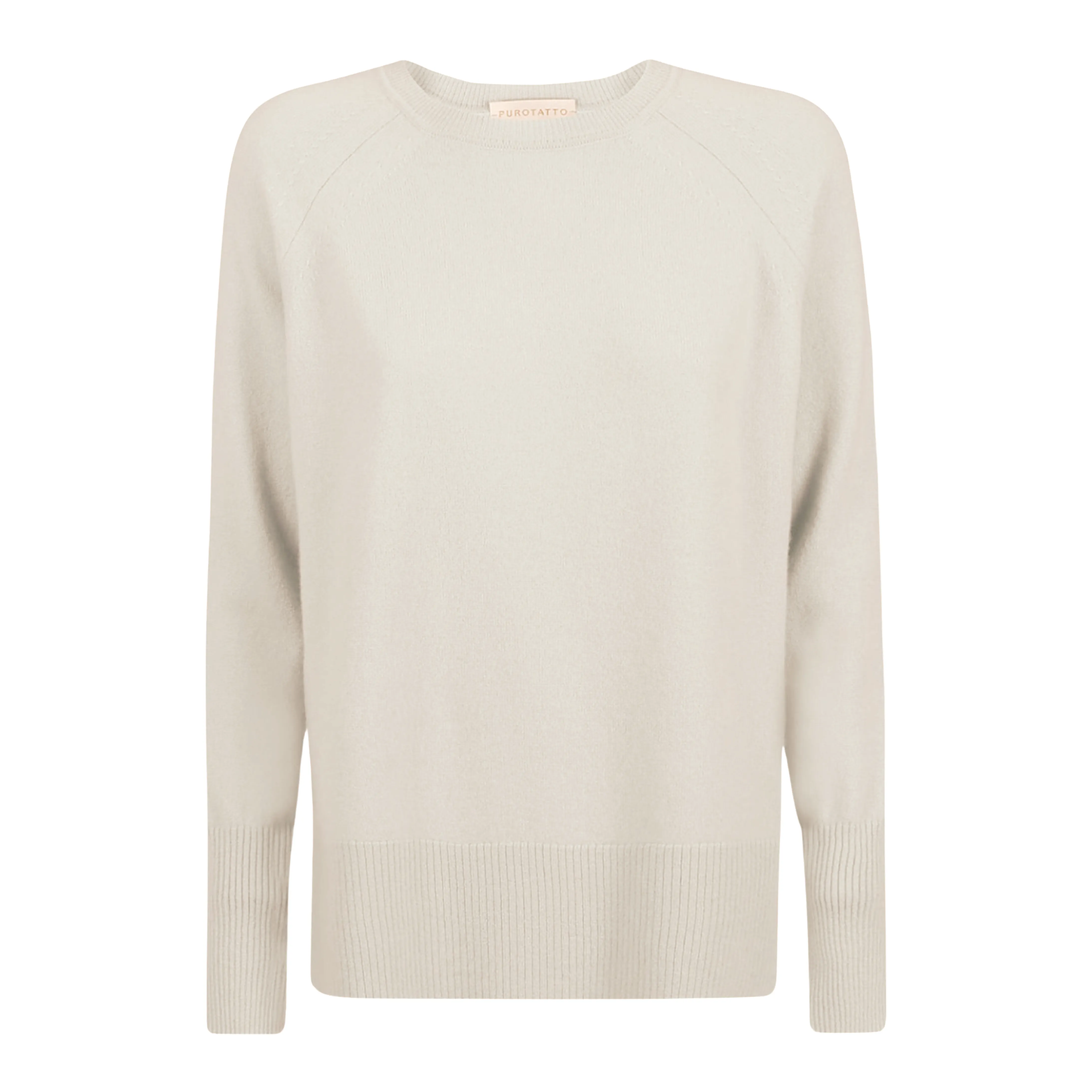 Cashmere Boat Neck Sweater with Raglan Sleeves - Cream