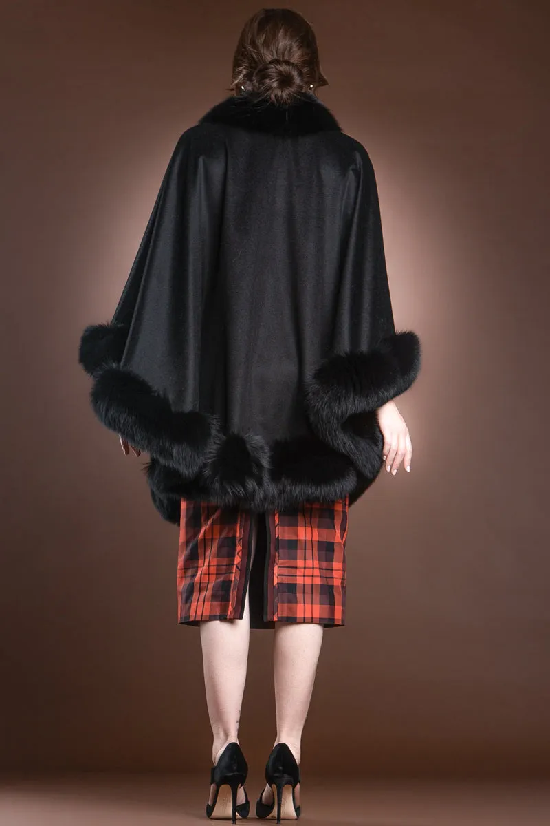 Cashmere Cape with Fox Fur Trim