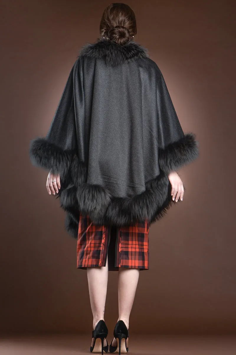 Cashmere Cape with Fox Fur Trim