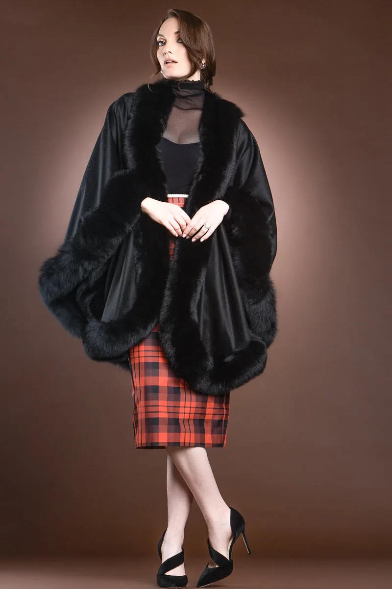 Cashmere Cape with Fox Fur Trim