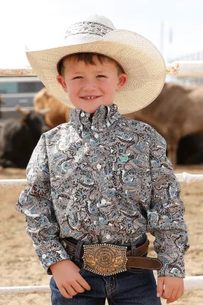 Cinch® Boy's Multicolored Paisley Long Sleeve Button Front Western Shirt