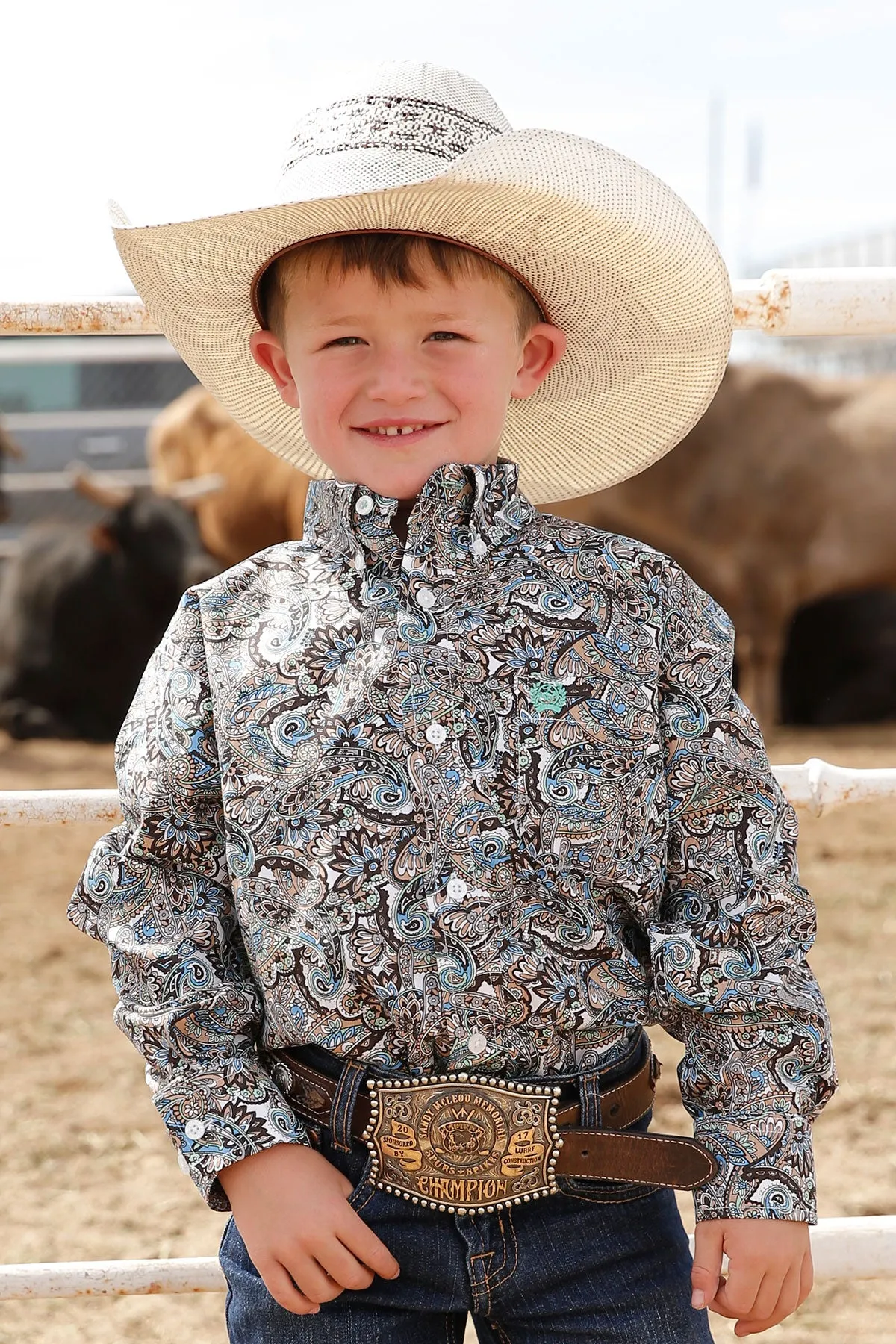 Cinch® Boy's Multicolored Paisley Long Sleeve Button Front Western Shirt