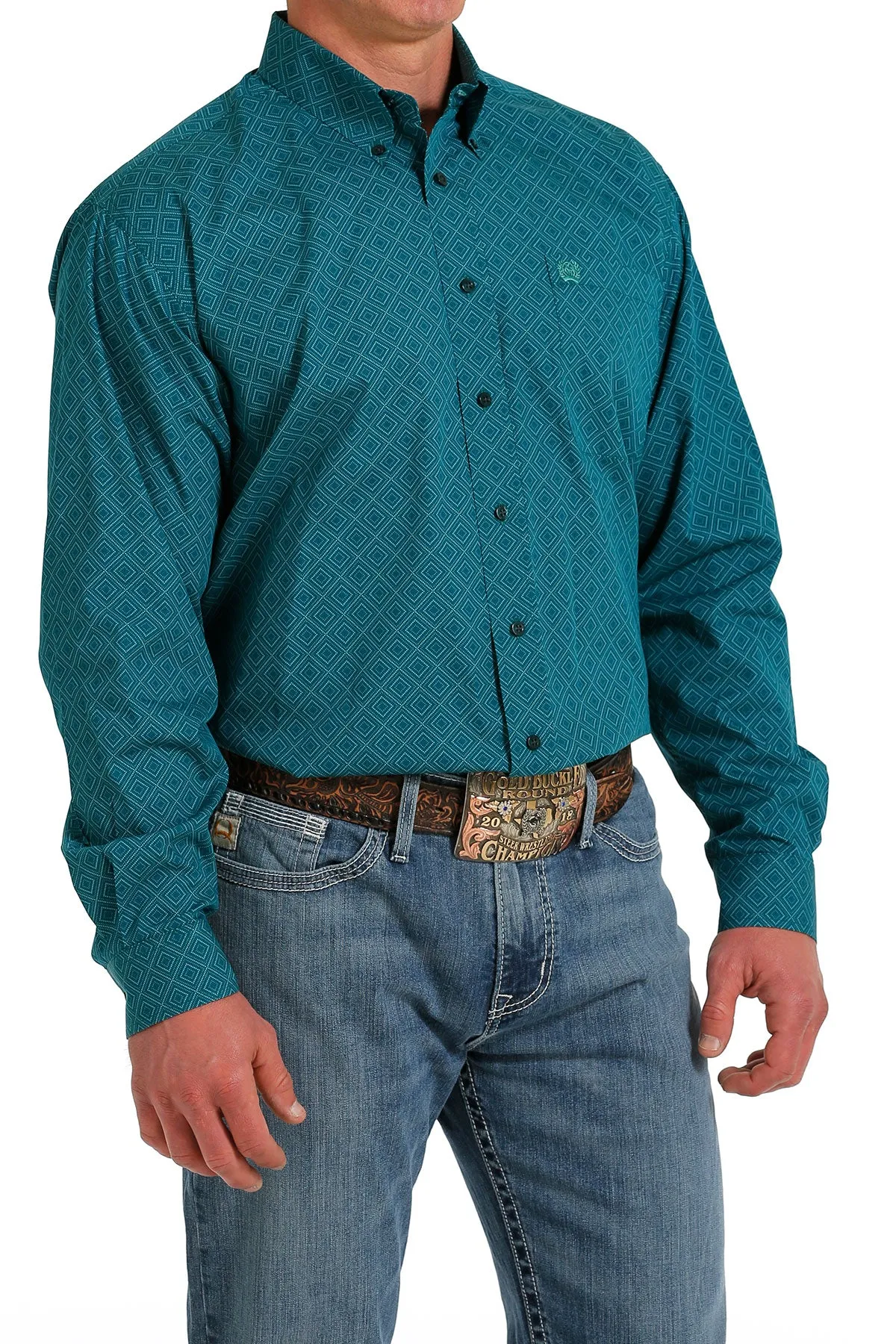 Cinch® Men's Teal Long Sleeve Button Front Western Shirt