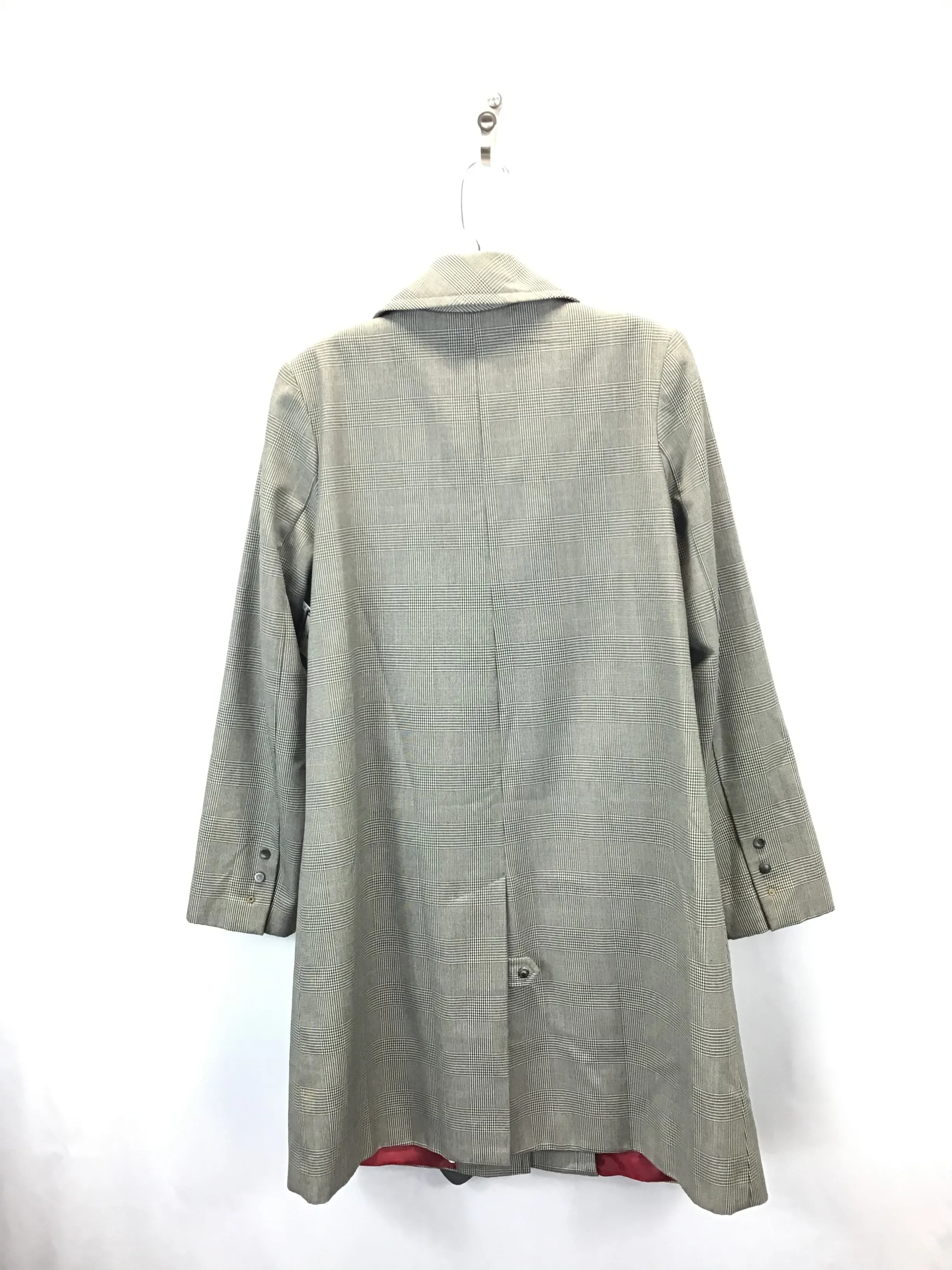 Coat Trench Coat By Larry Levine In Plaid Pattern, Size: S