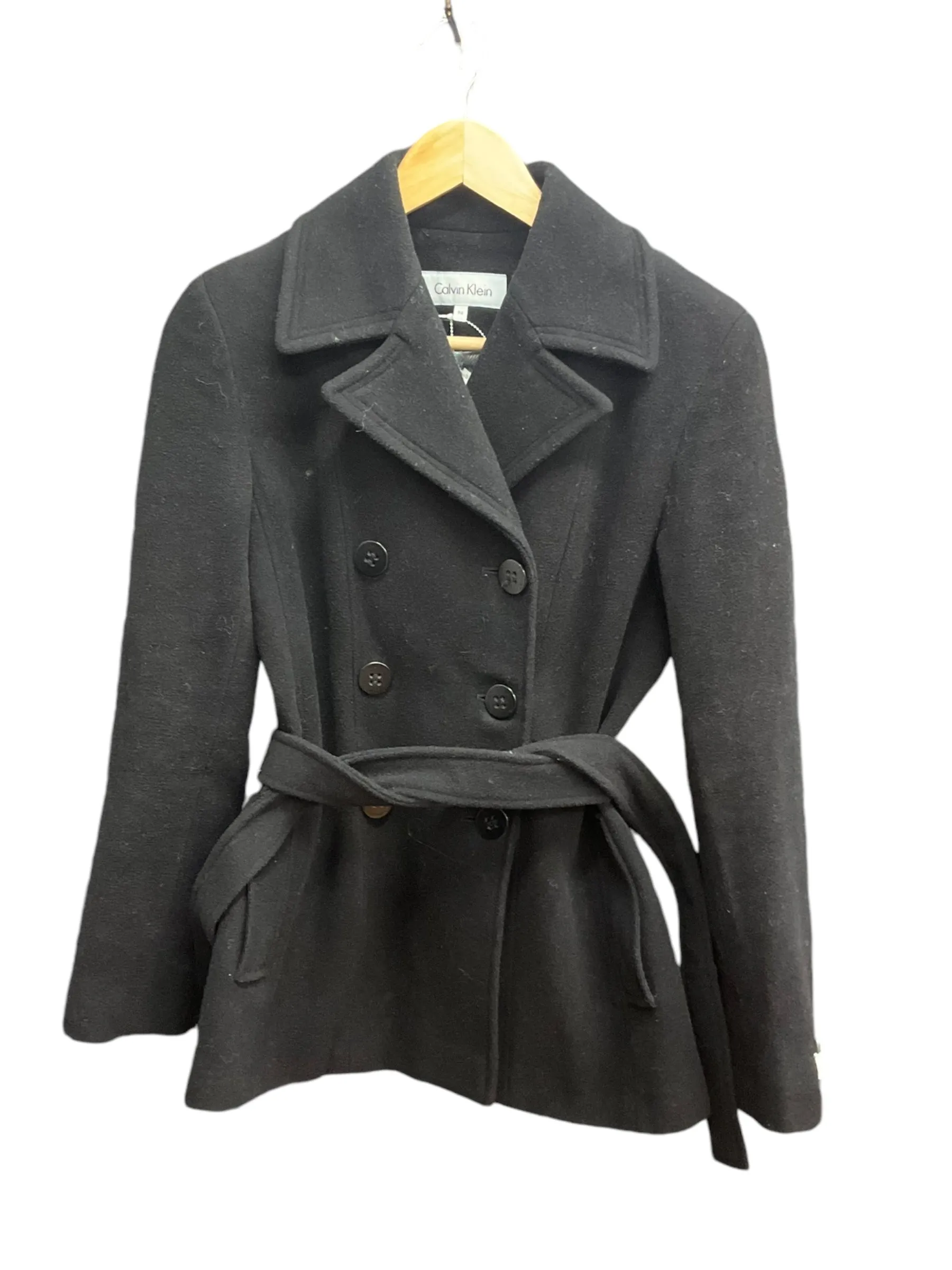 Coat Wool By Calvin Klein In Black, Size: S