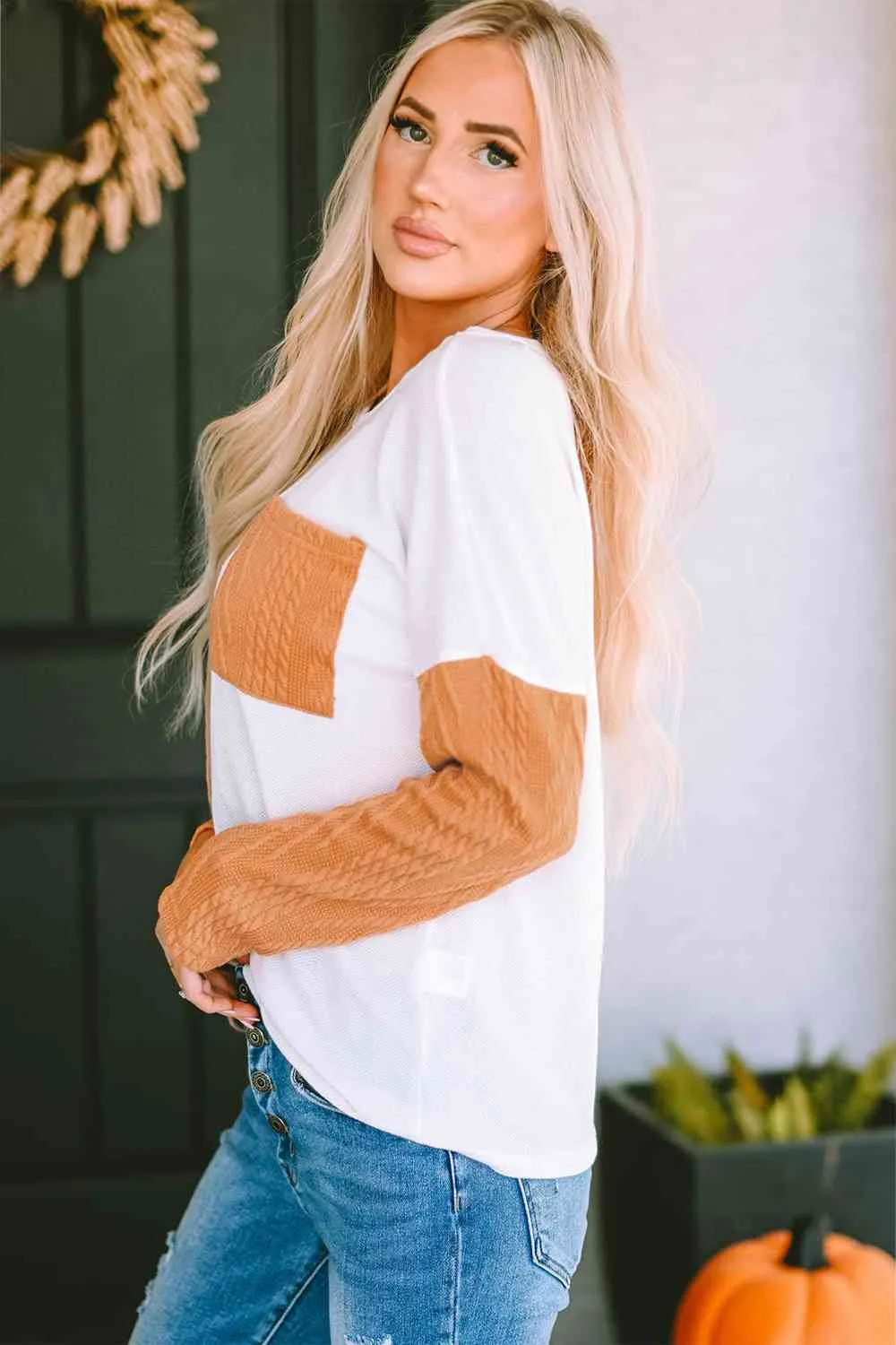 Color Block Cable Knit Sweater - 2 colors