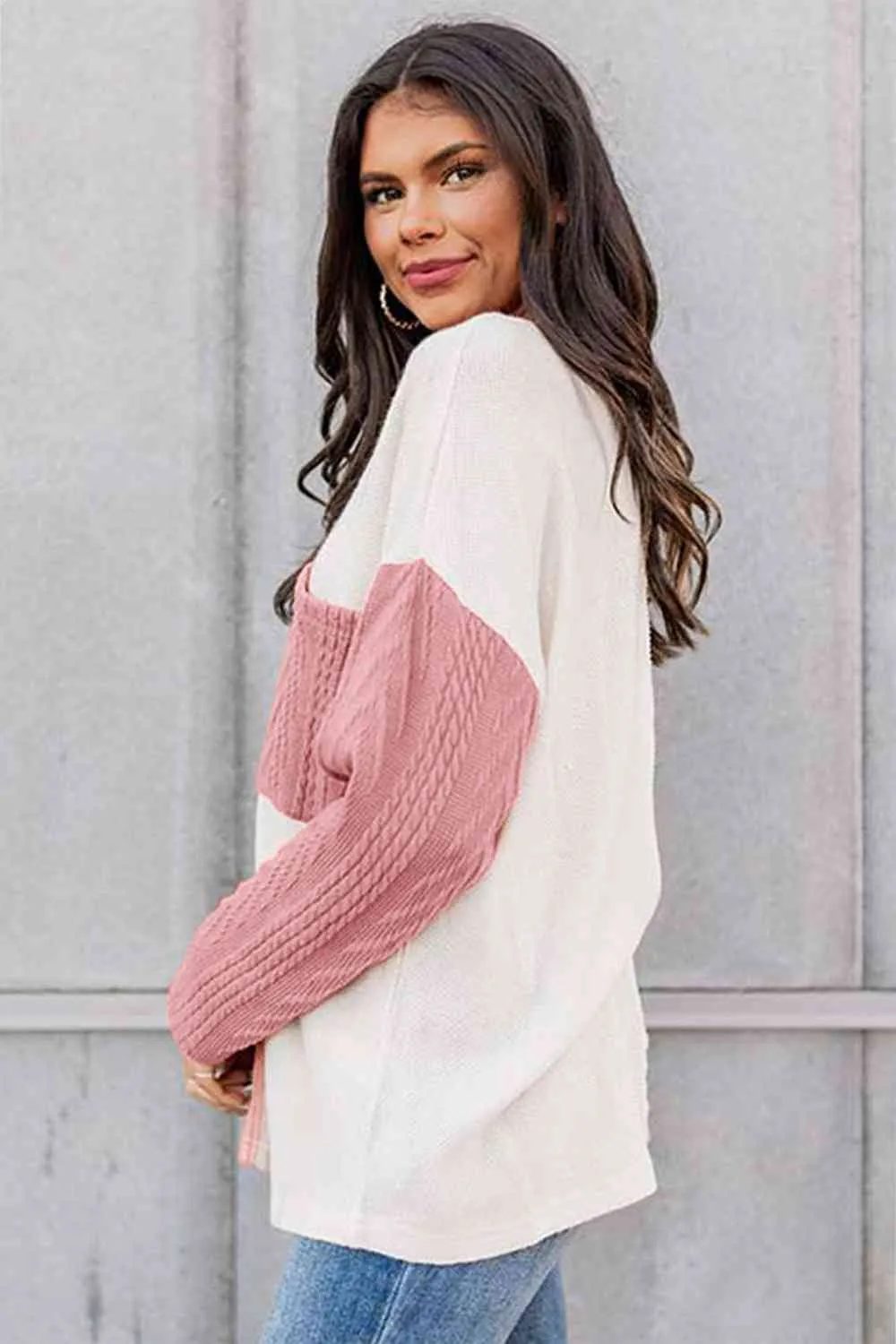 Color Block Cable Knit Sweater - 2 colors