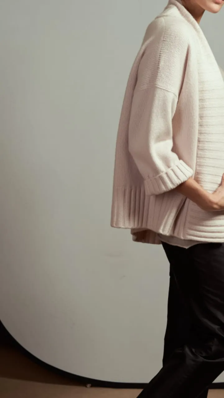 Cotton and Cashmere Open Cardigan - Black