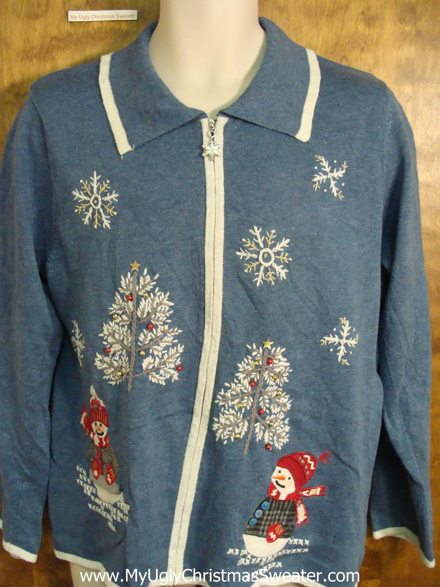 Cute Blue Novelty Funny Christmas Sweater