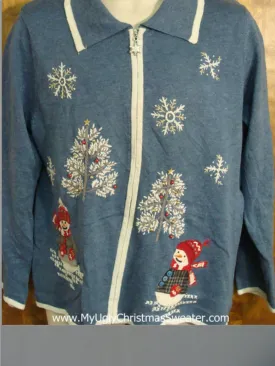 Cute Blue Novelty Funny Christmas Sweater