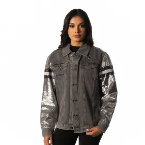 Dallas Cowboys Womens Sequin Sleeve Denim Jacket - Grey