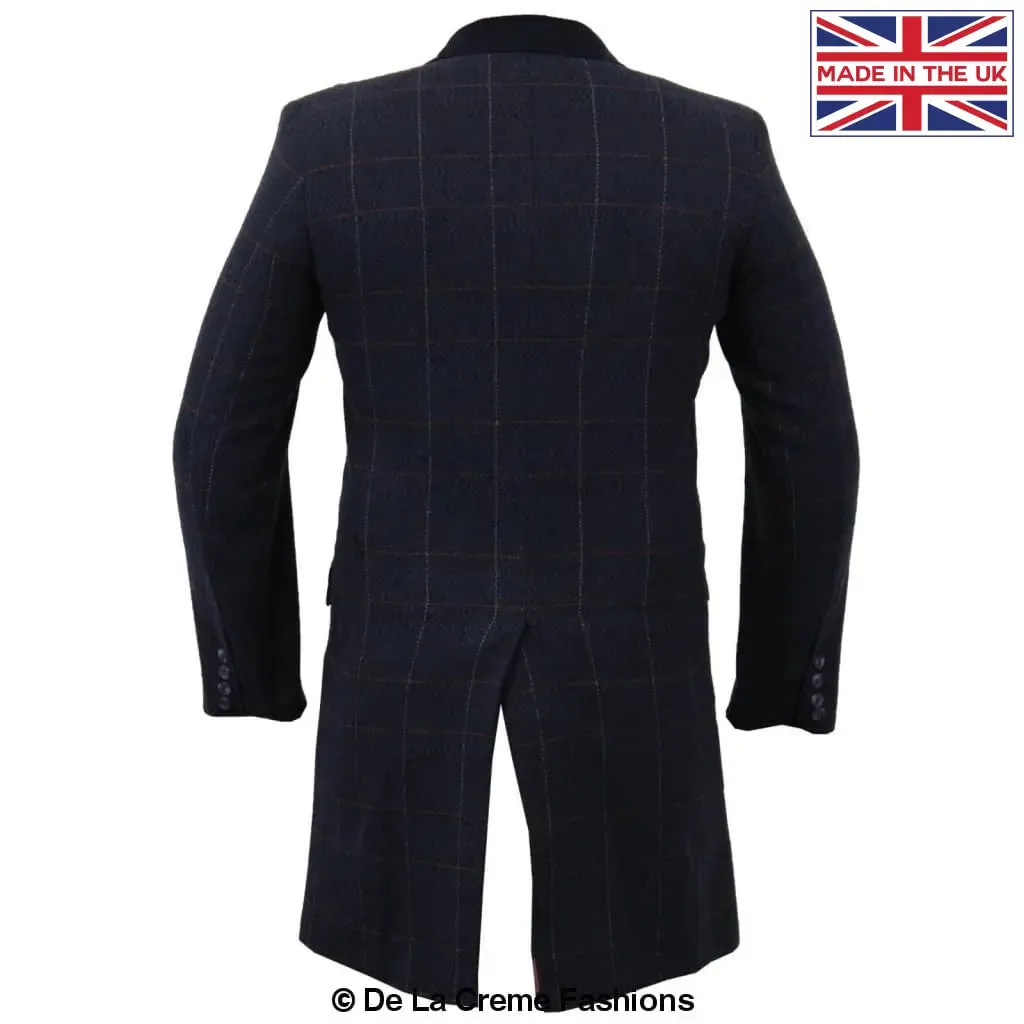 De La Creme MAN Check Design Retro Mod Coat