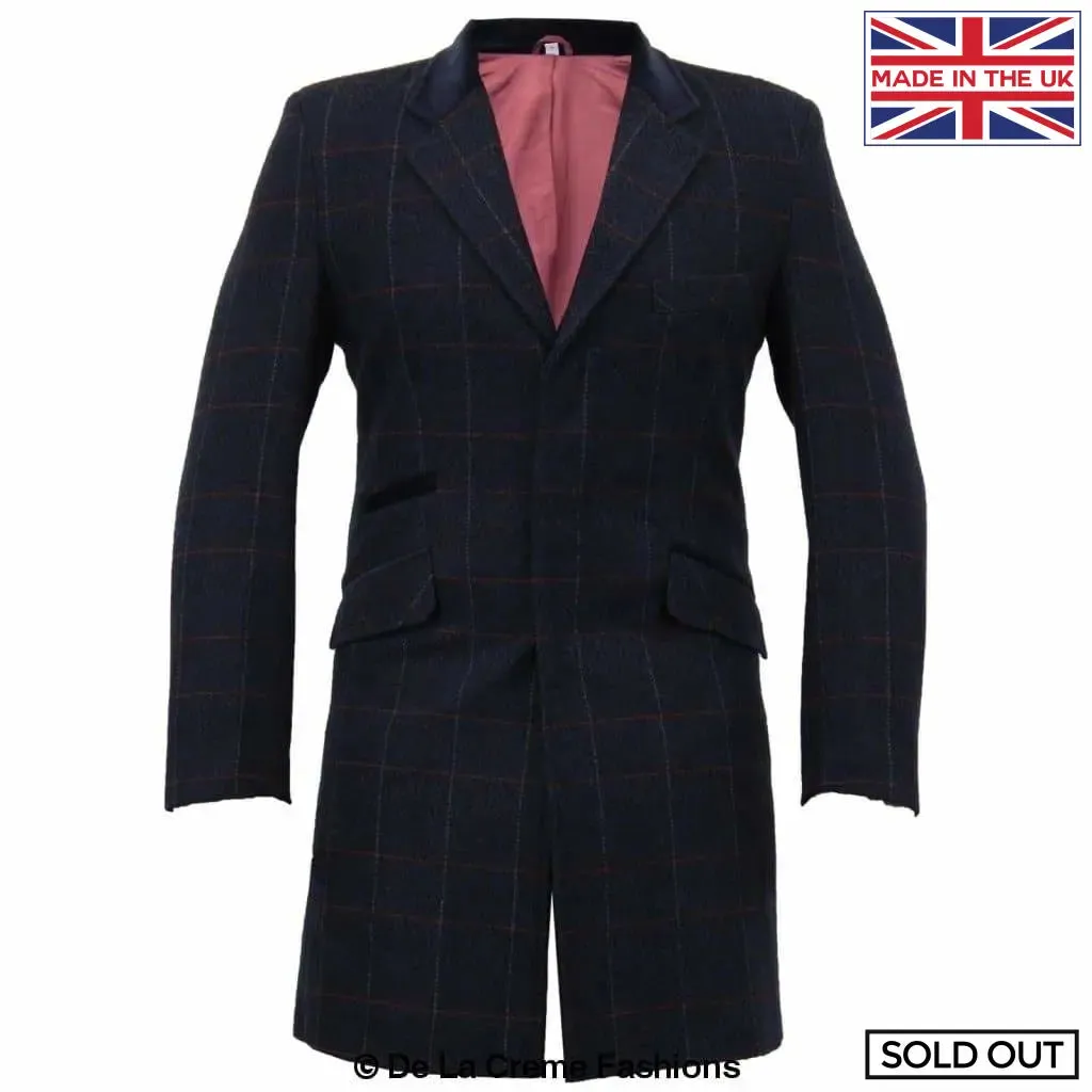 De La Creme MAN Check Design Retro Mod Coat