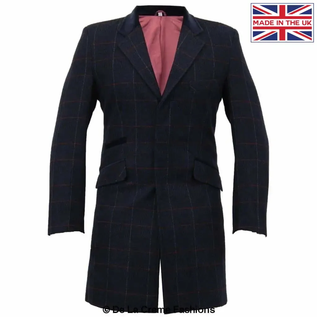 De La Creme MAN Check Design Retro Mod Coat