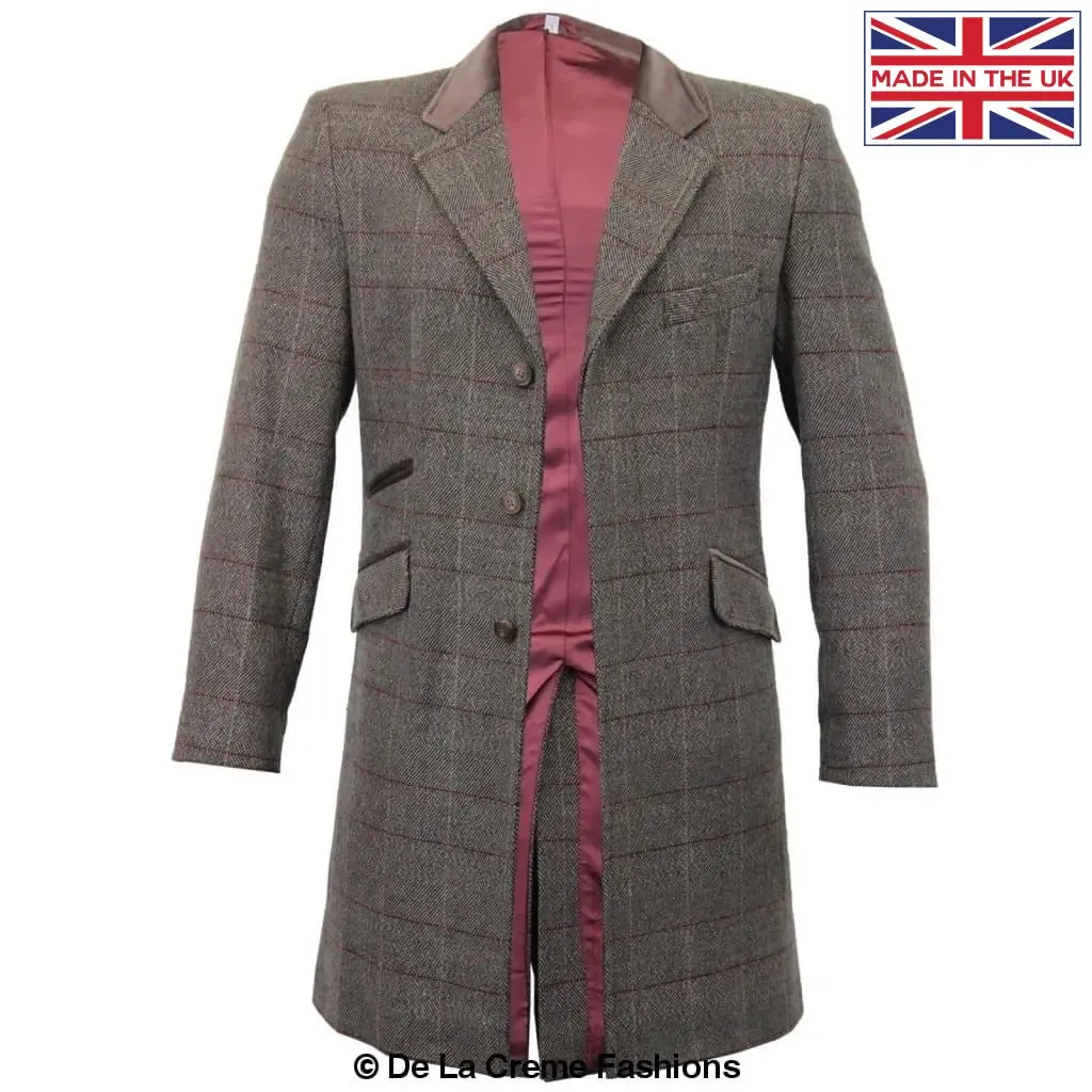 De La Creme MAN Check Design Retro Mod Coat