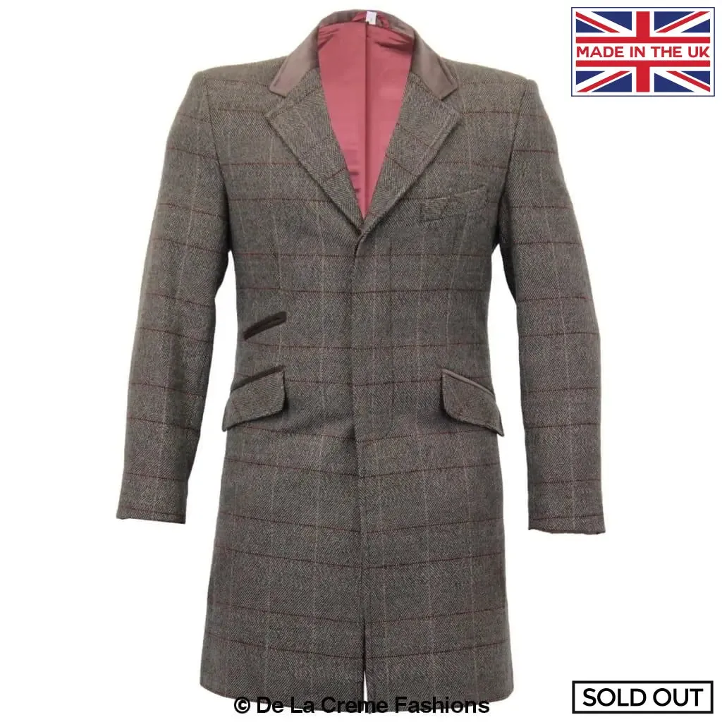 De La Creme MAN Check Design Retro Mod Coat