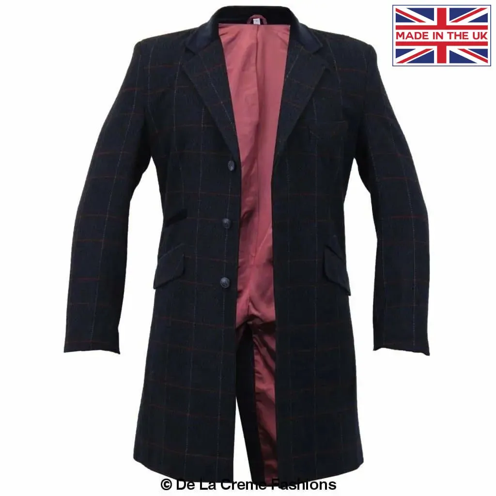 De La Creme MAN Check Design Retro Mod Coat