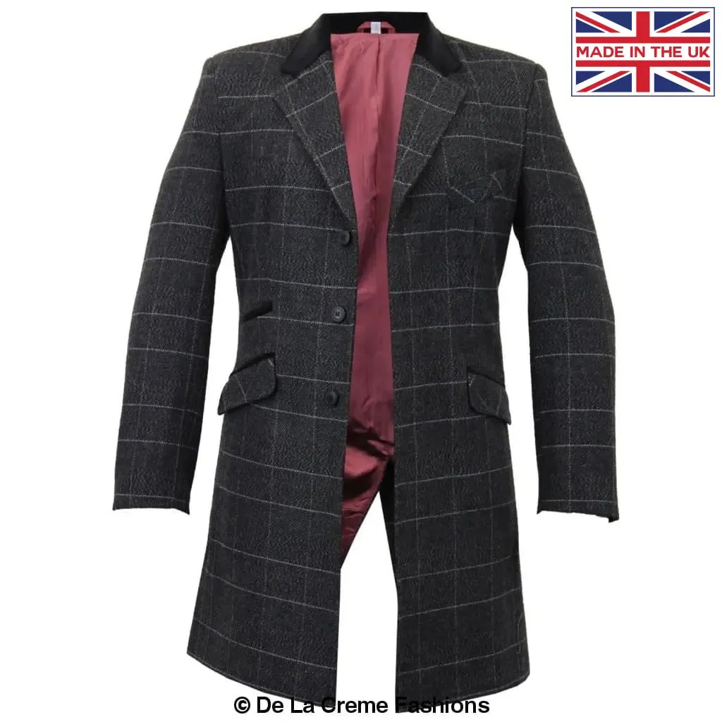 De La Creme MAN Check Design Retro Mod Coat