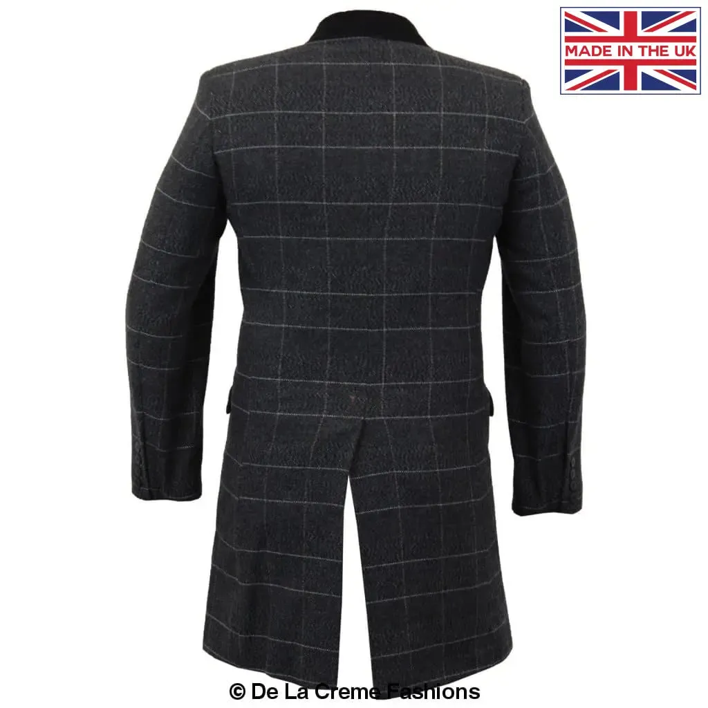 De La Creme MAN Check Design Retro Mod Coat