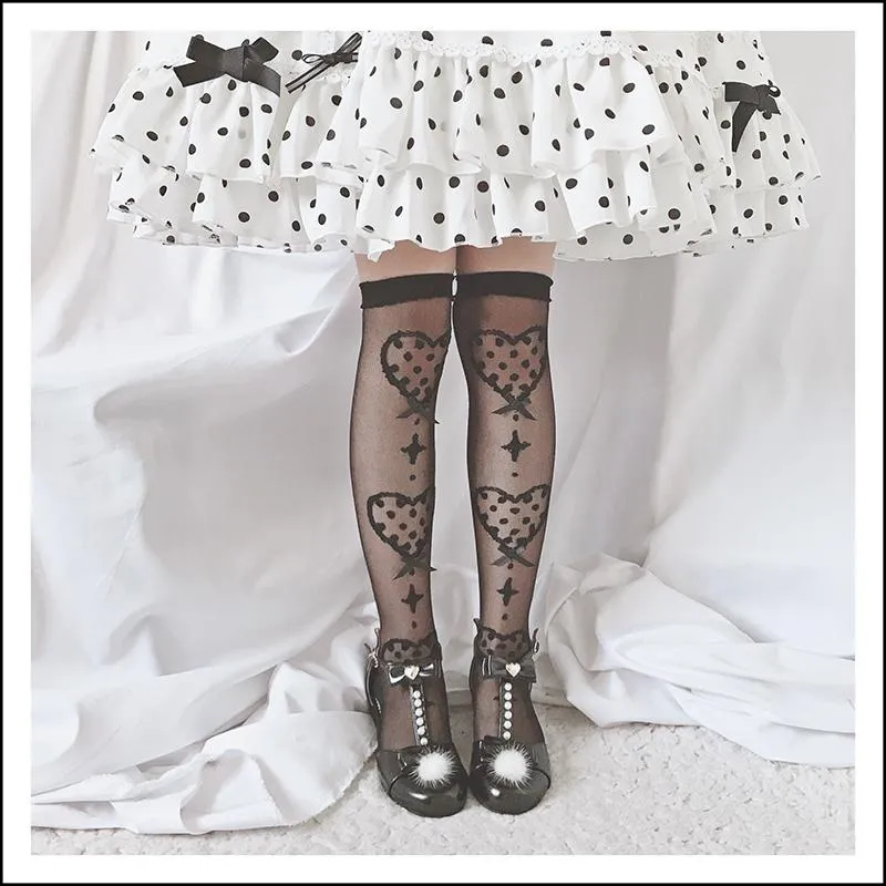 Delicate Heart Over the Knee Socks