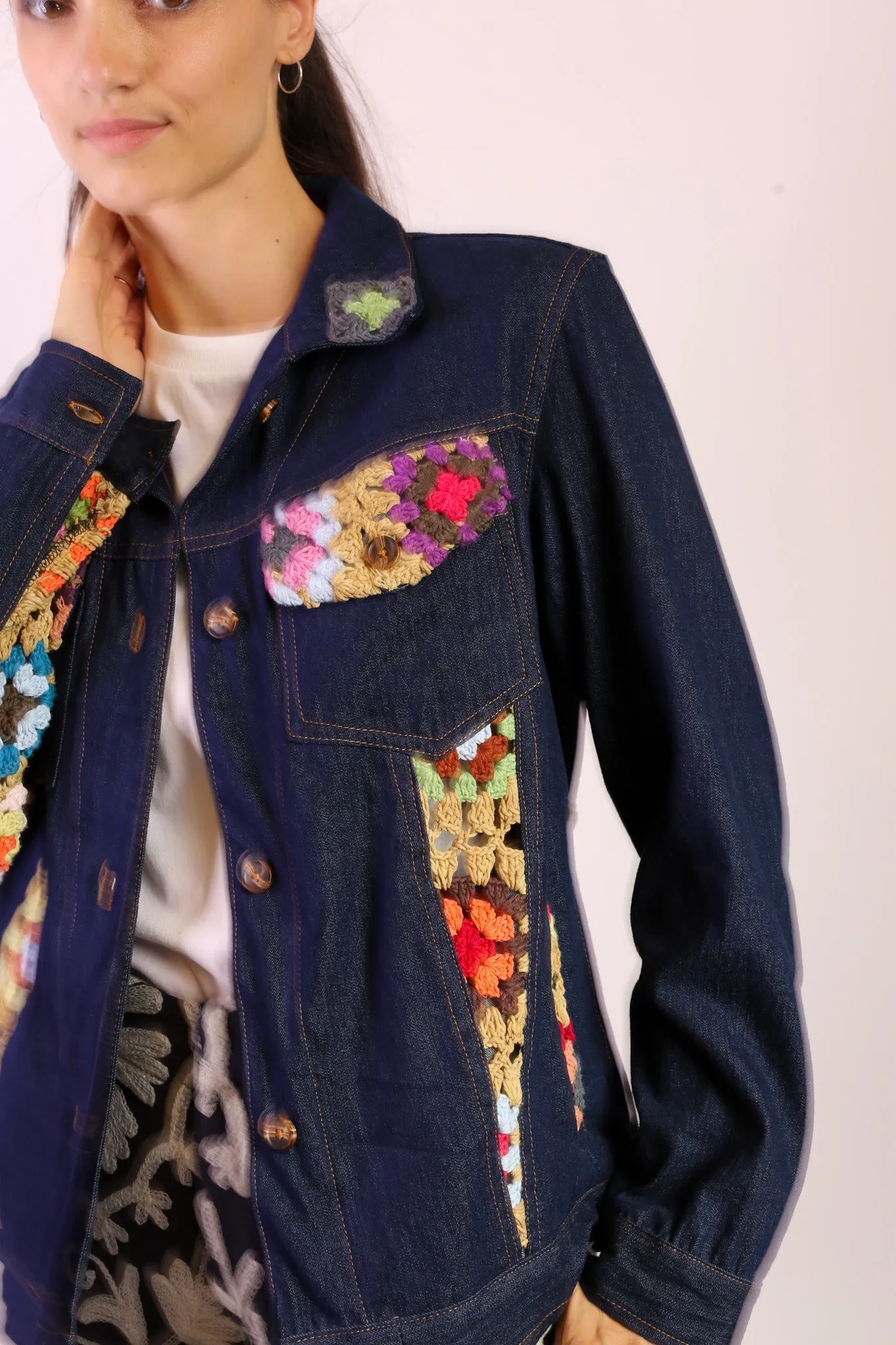 DENIM CROCHET DETAIL JACKET LORINS