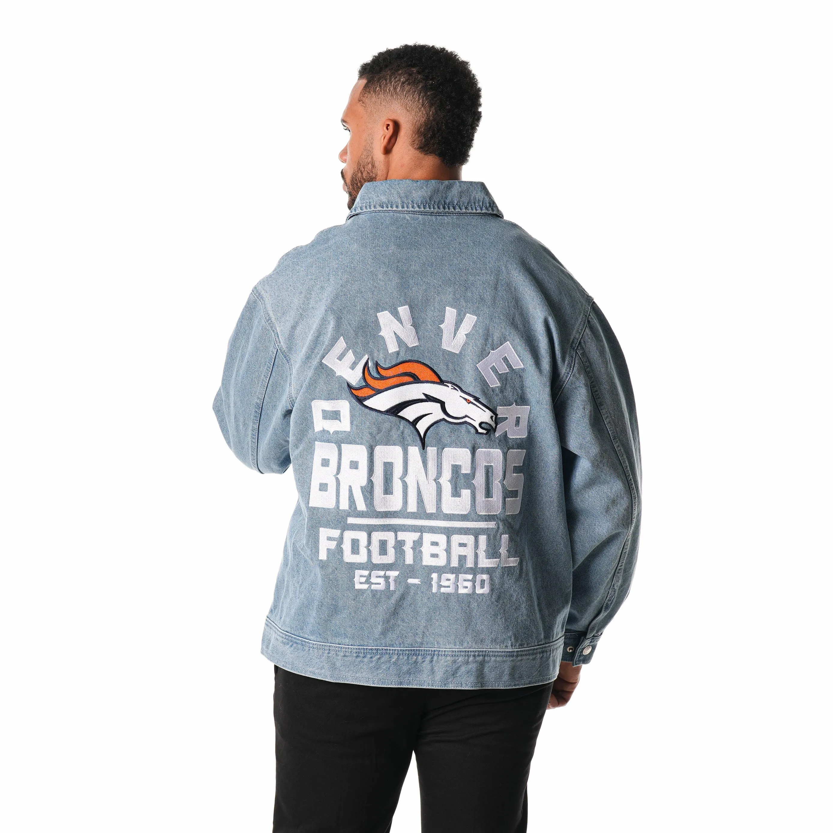 DENVER BRONCOS DENIM DENIM JACKET - BLUE